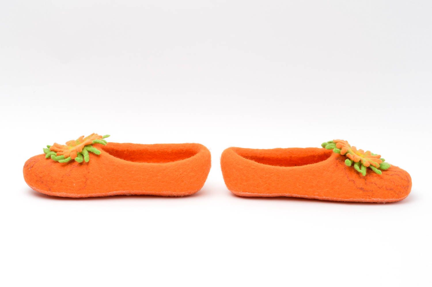 Gefilzte Pantoffeln handgefertigt Hausschuhe Damen Designer Accessoires orange foto 4