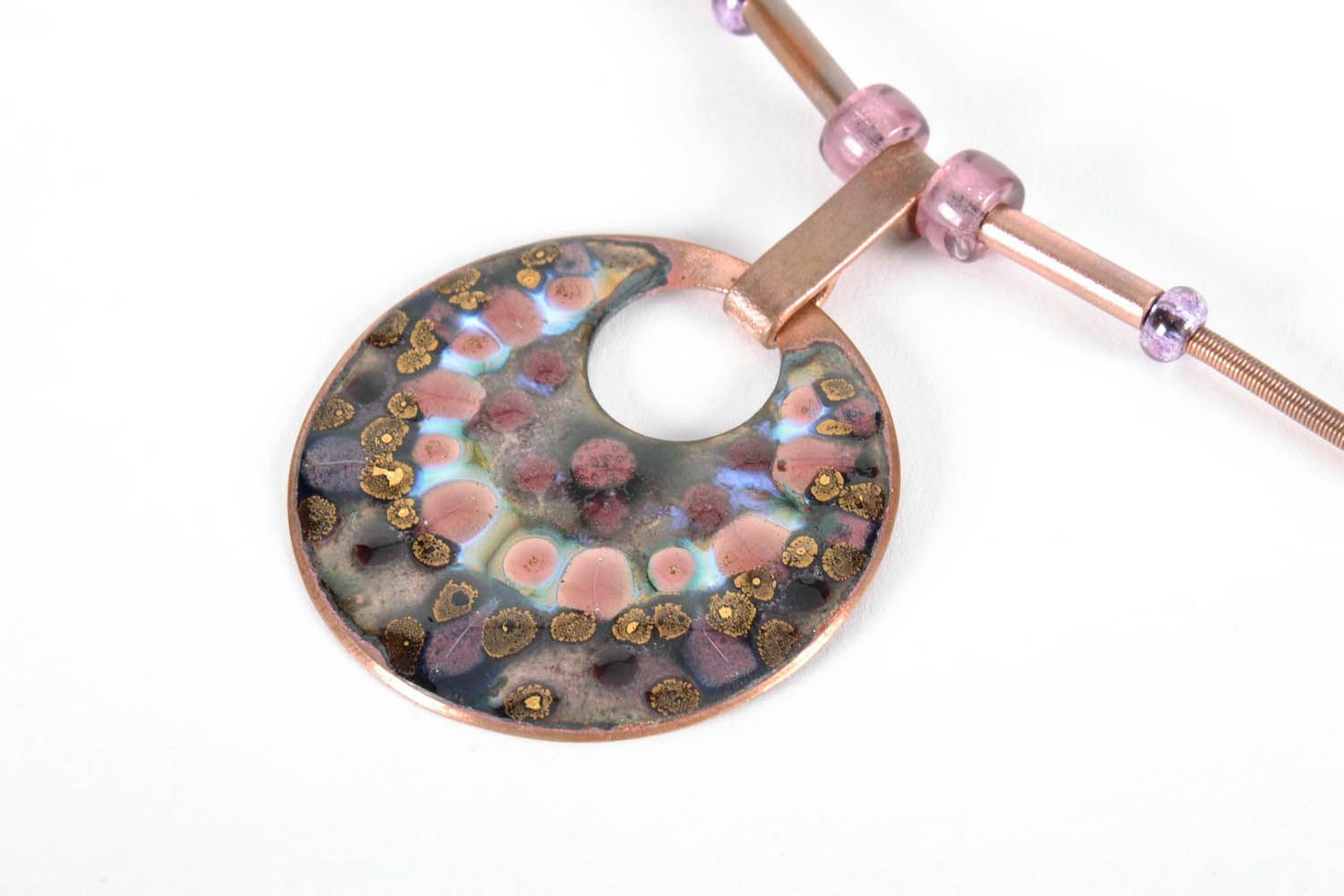 Copper pendant with enamel photo 1
