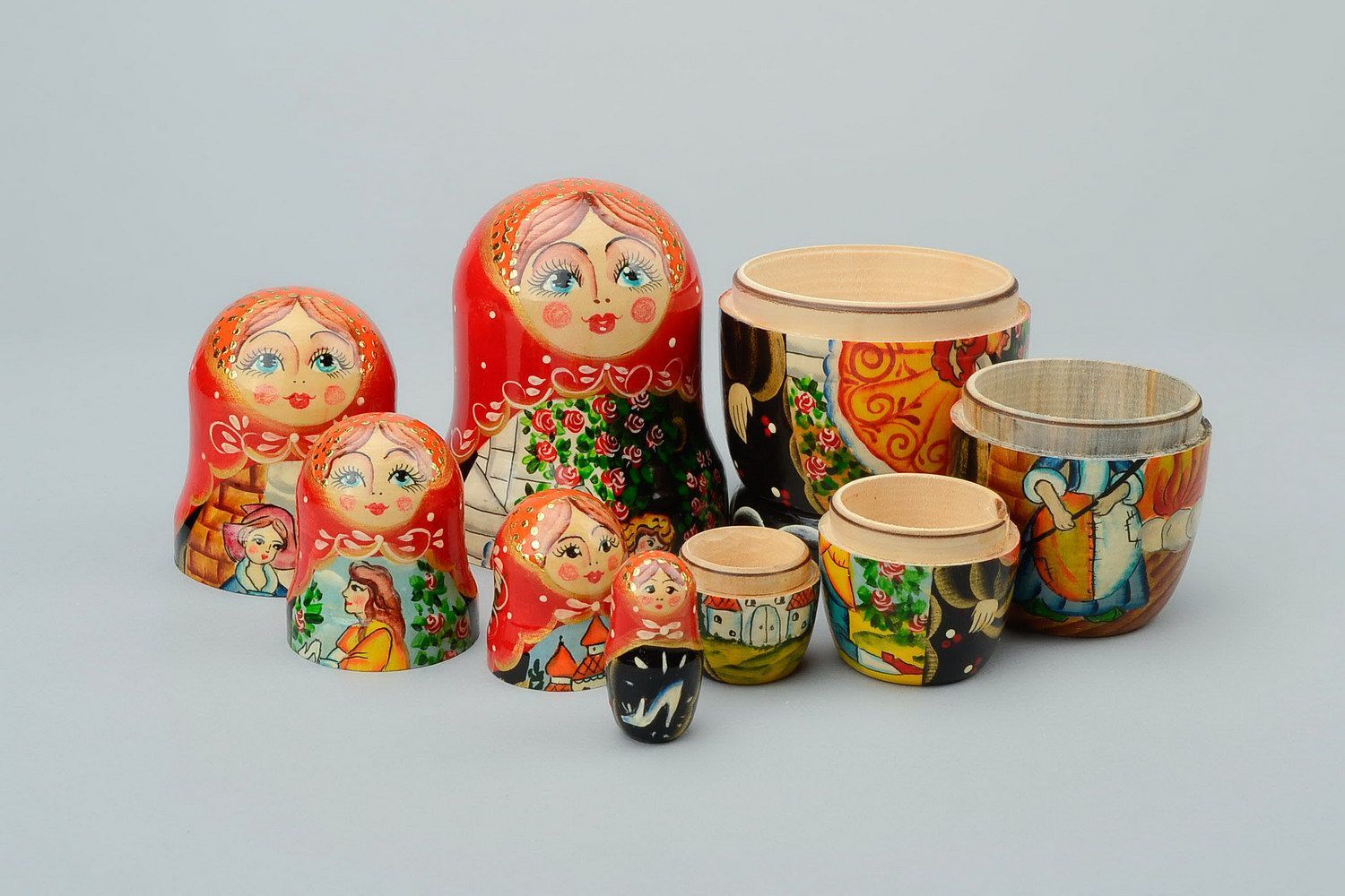 Matrioska dipinta fatta a mano decorazione da casa bambole russe di legno belle
 foto 3