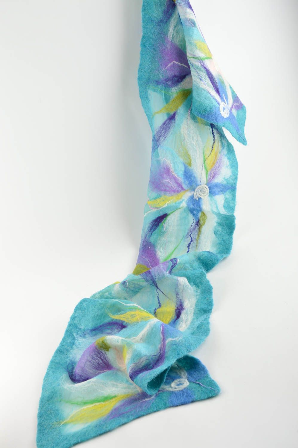 Теплый шарф ручной работы женский аксессуар шарф из шерсти валяный шарф фото 5