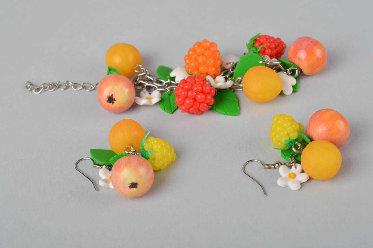 Handmade fruit shape charms girl's bracelet and earrings photo 6
