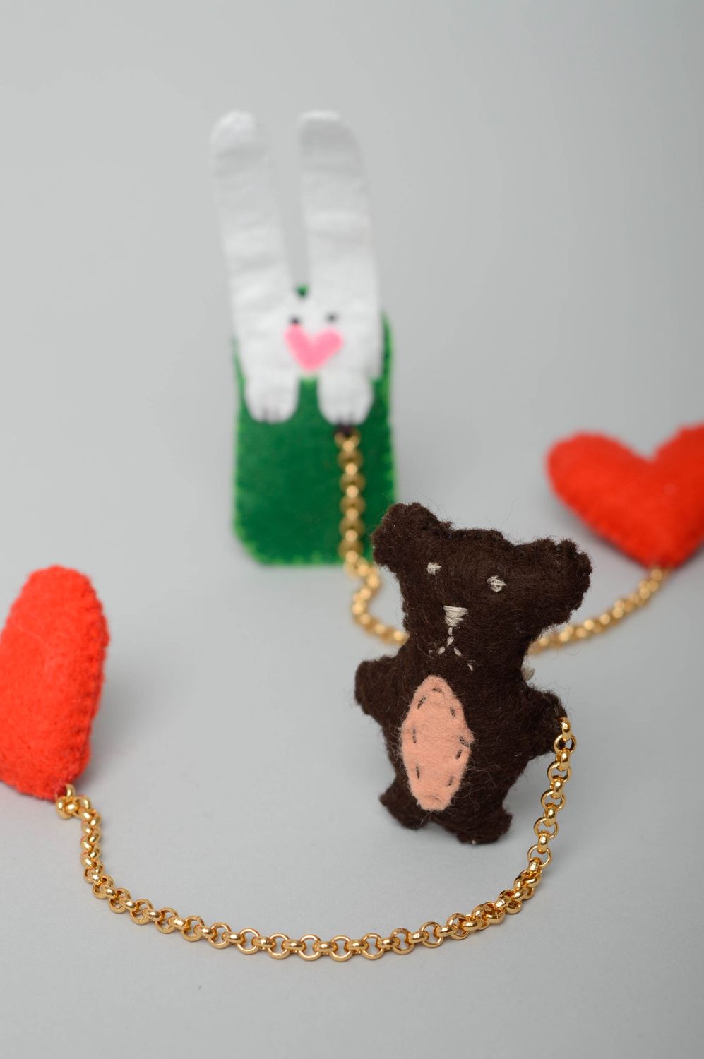 Handmade fabric brooch Bear with Heart photo 5