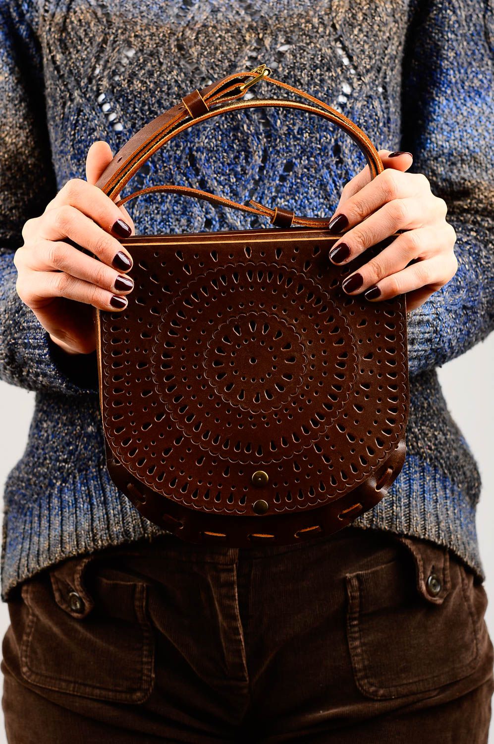 Bolso de cuero hecho a mano accesorio de moda regalo original para mujer foto 2