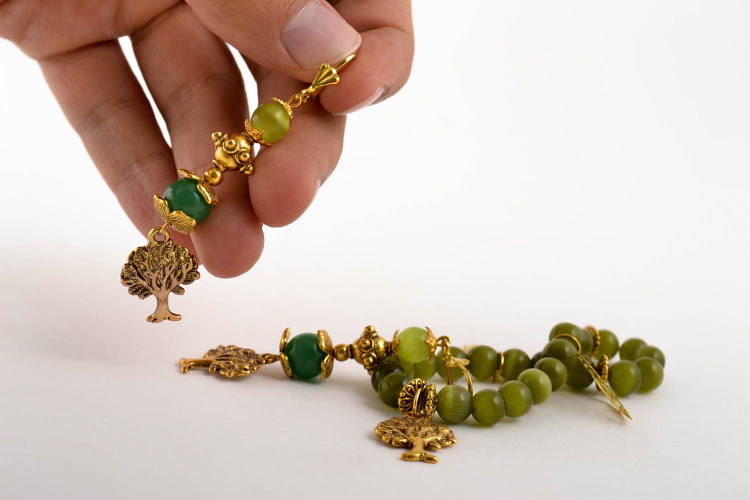 Womens handmade jewelry set beaded bracelet beaded earrings fashion trends photo 5