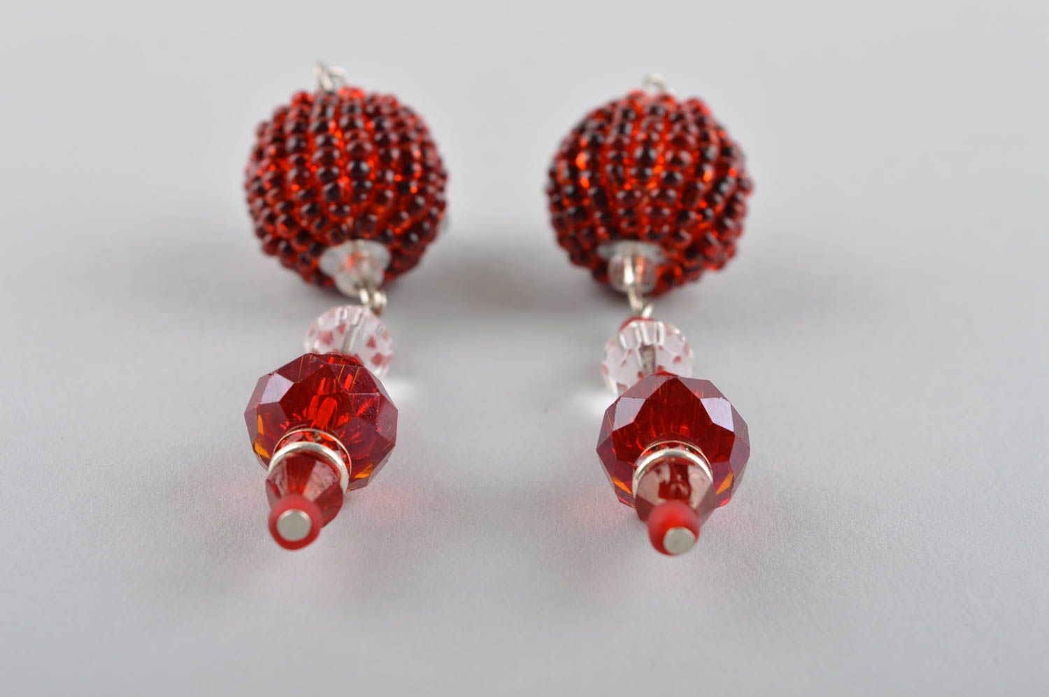 Серьги ручной работы модные серьги с кристаллами красные серьги из бисера фото 4