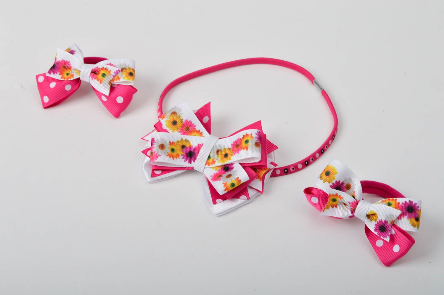 Bow headband handmade hair accessories for children ribbon scrunchies for baby photo 4
