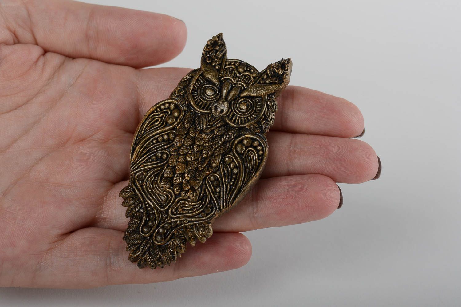 Handmade designer brooch stylish elegant jewelry brooch in shape of owl photo 5
