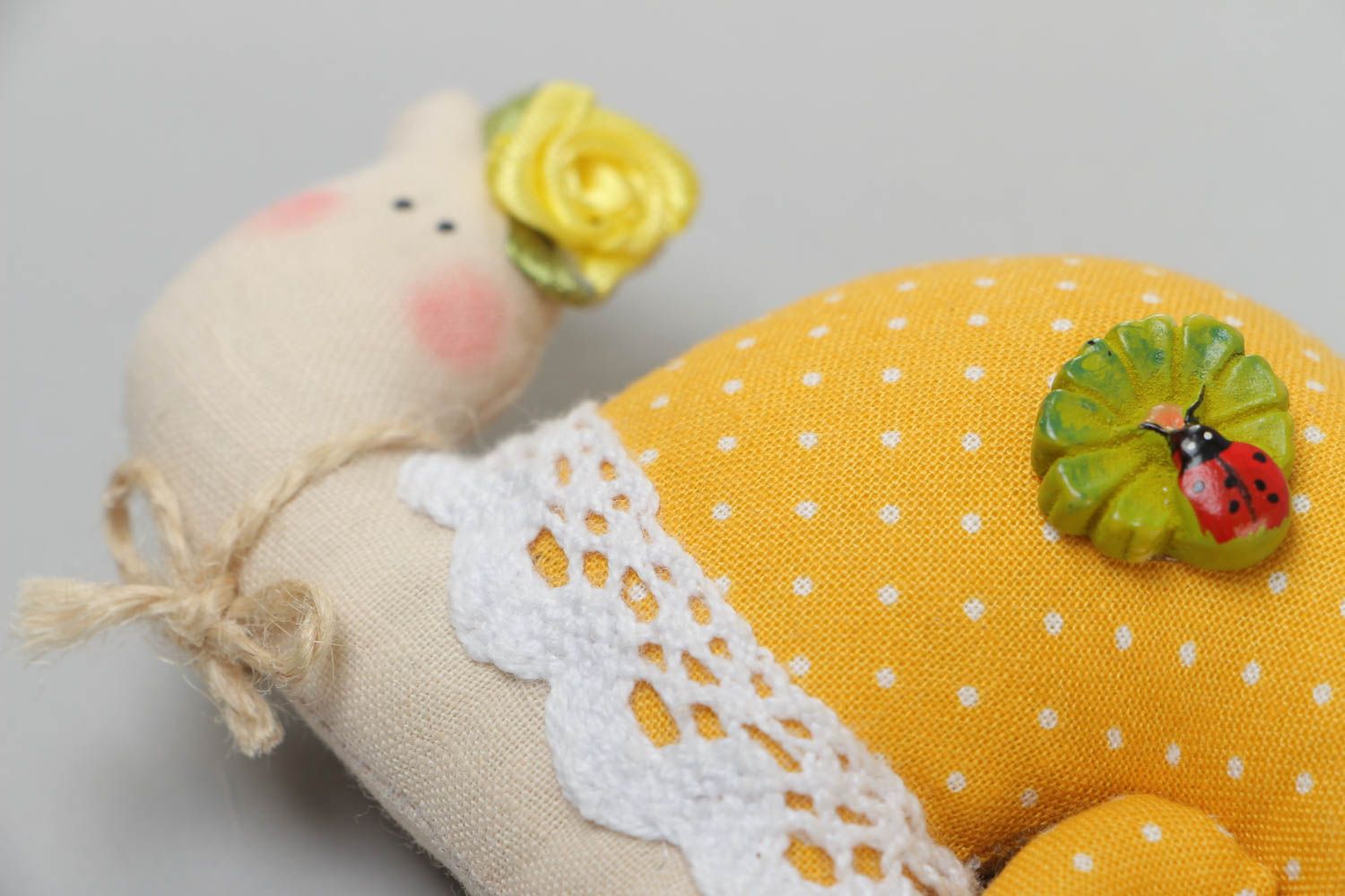 Handmade yellow cotton fabric soft keychain toy or bag charm photo 3