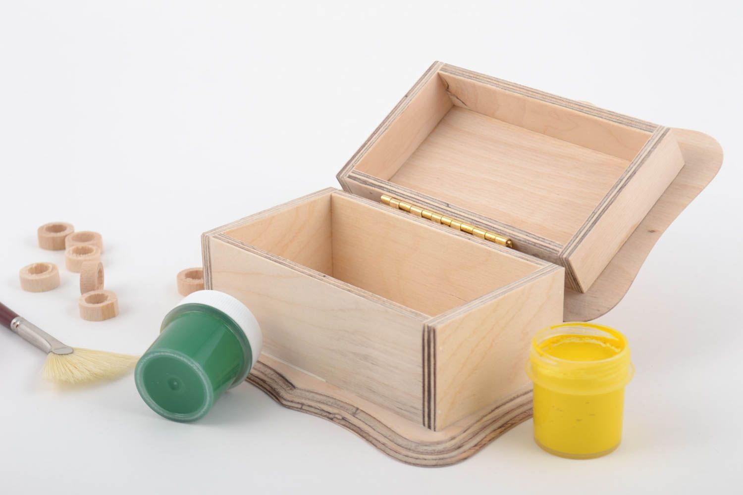 Pieza en blanco para creatividad de contrachapado artesanal caja de madera  foto 1