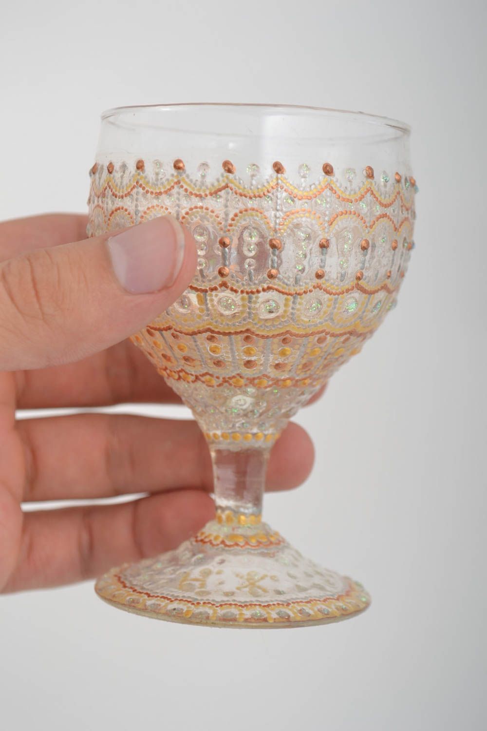 Copa para vino hecha a mano vajilla de vidrio decorada regalo original foto 4