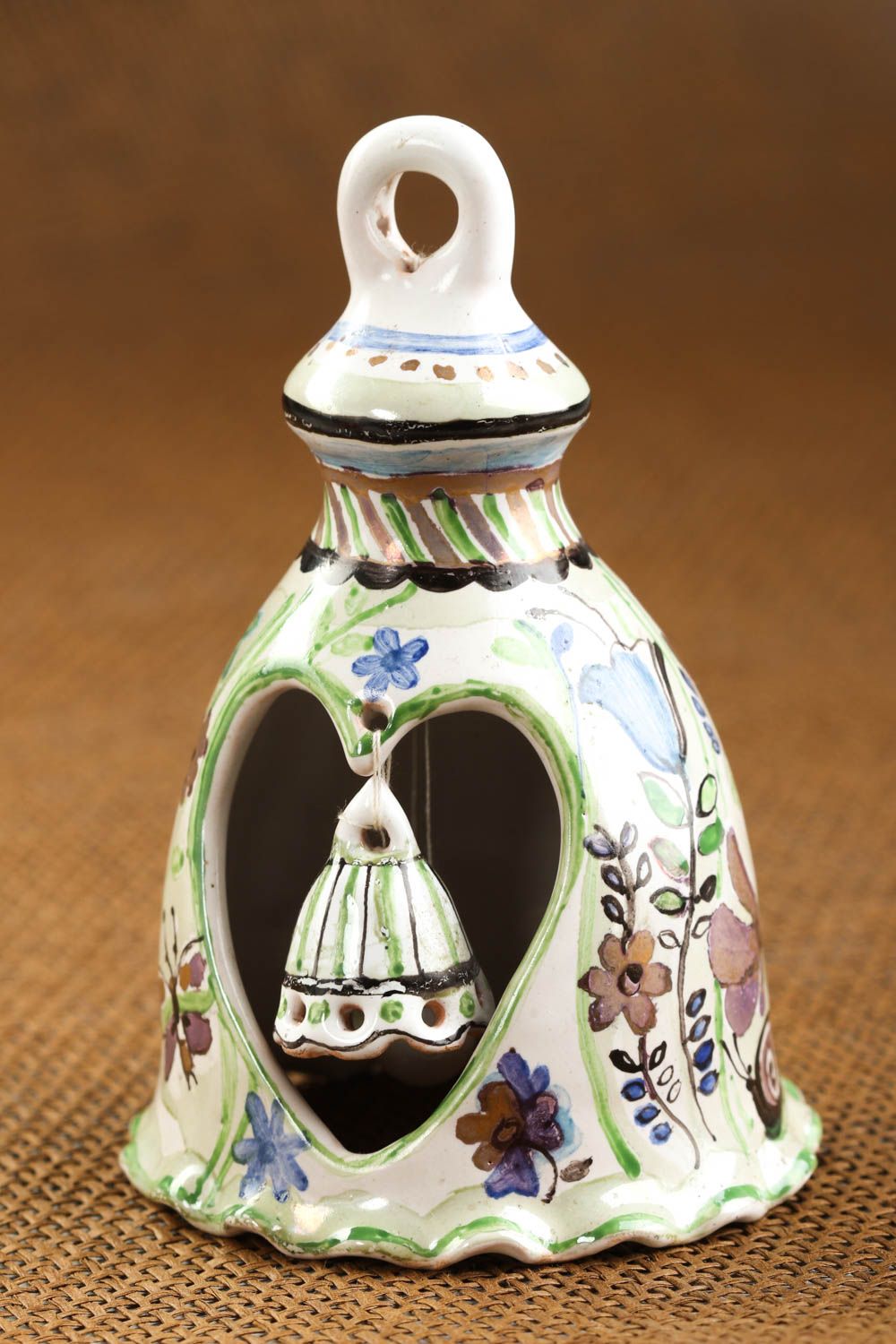 Колокольчик из глины handmade глиняный сувенир подвеска колокольчик сувенирный фото 1