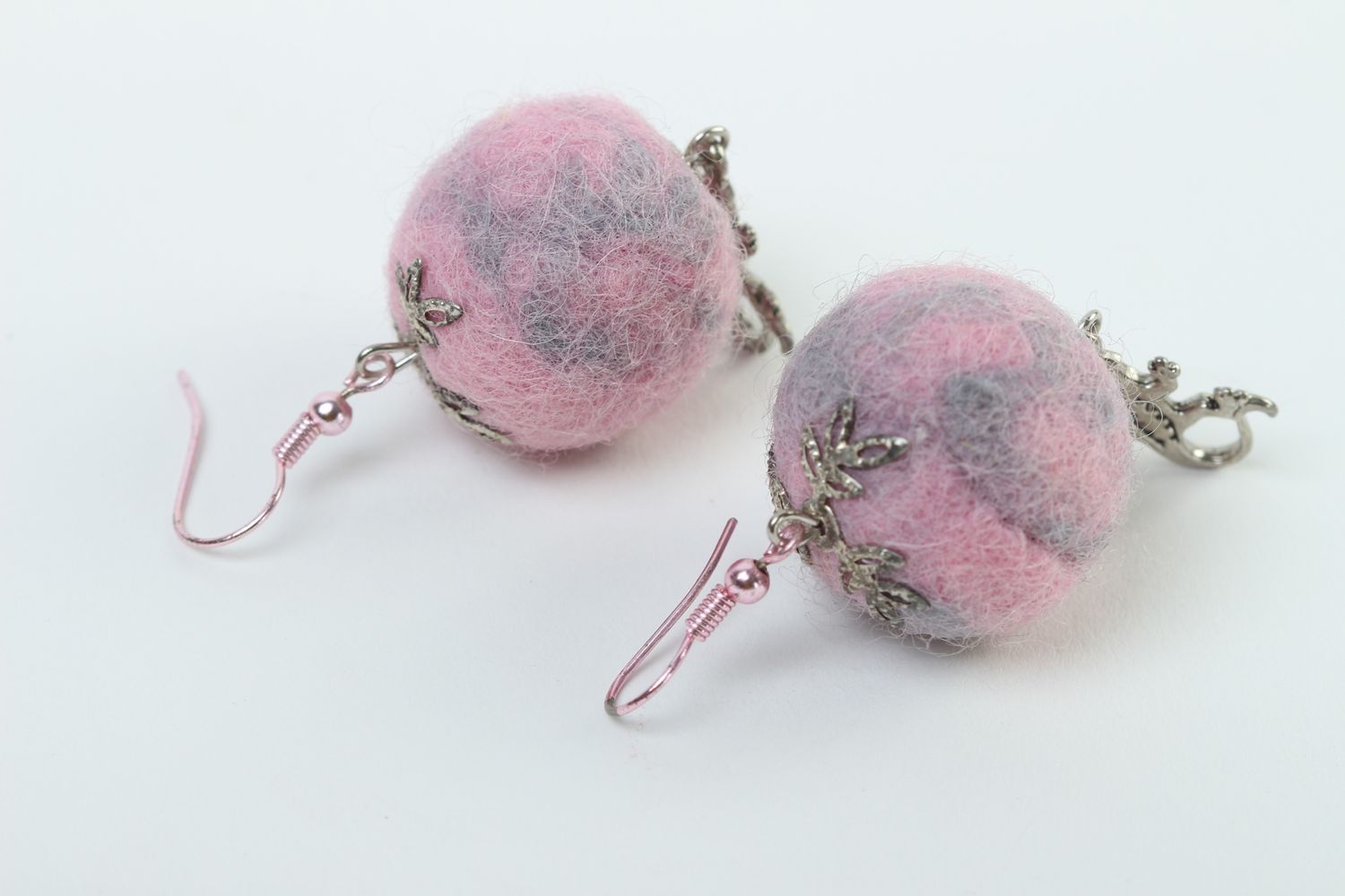 Unusual handmade wool earrings felted ball earrings cool jewelry designs photo 5