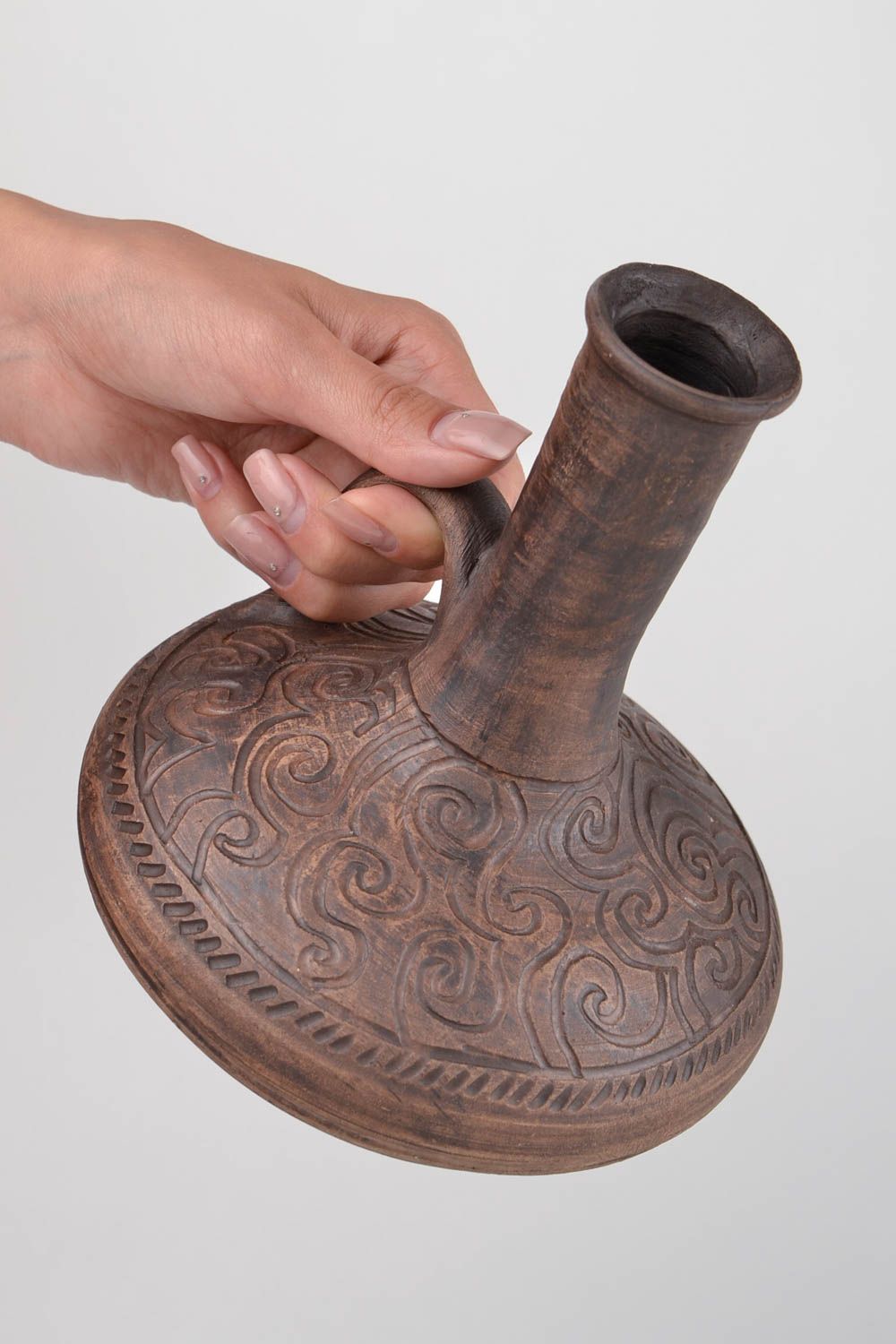 Botella de cerámica marrón hecha a mano para decorar la casa regalo original foto 2