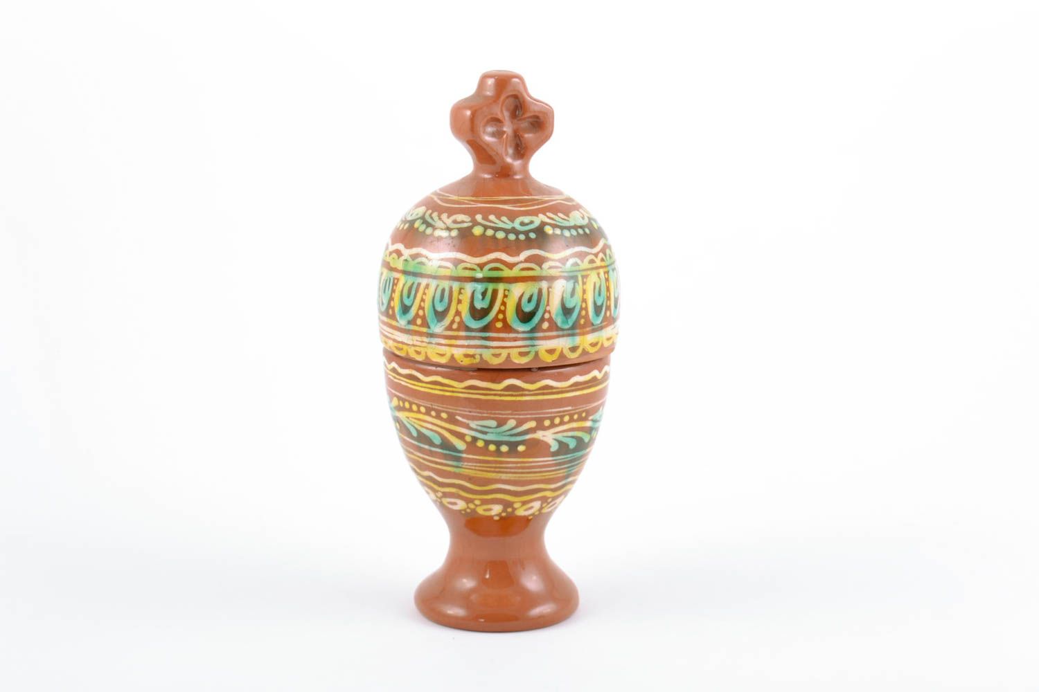Large handmade designer decorative ceramic Easter egg painted with glaze photo 2
