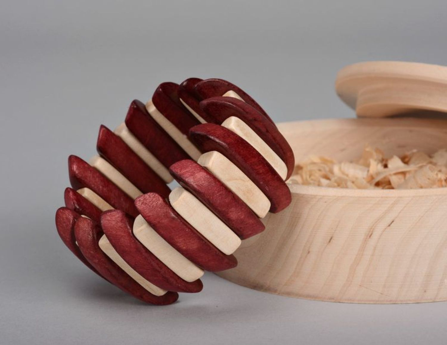 Bracciale di legno fatto a mano braccialetto marrone braccialetto da polso

 foto 1