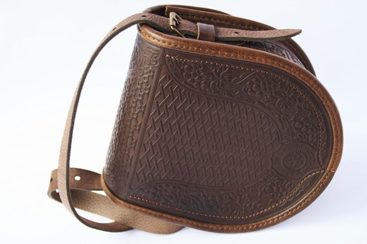 Purse with long strap made of natural leather photo 5
