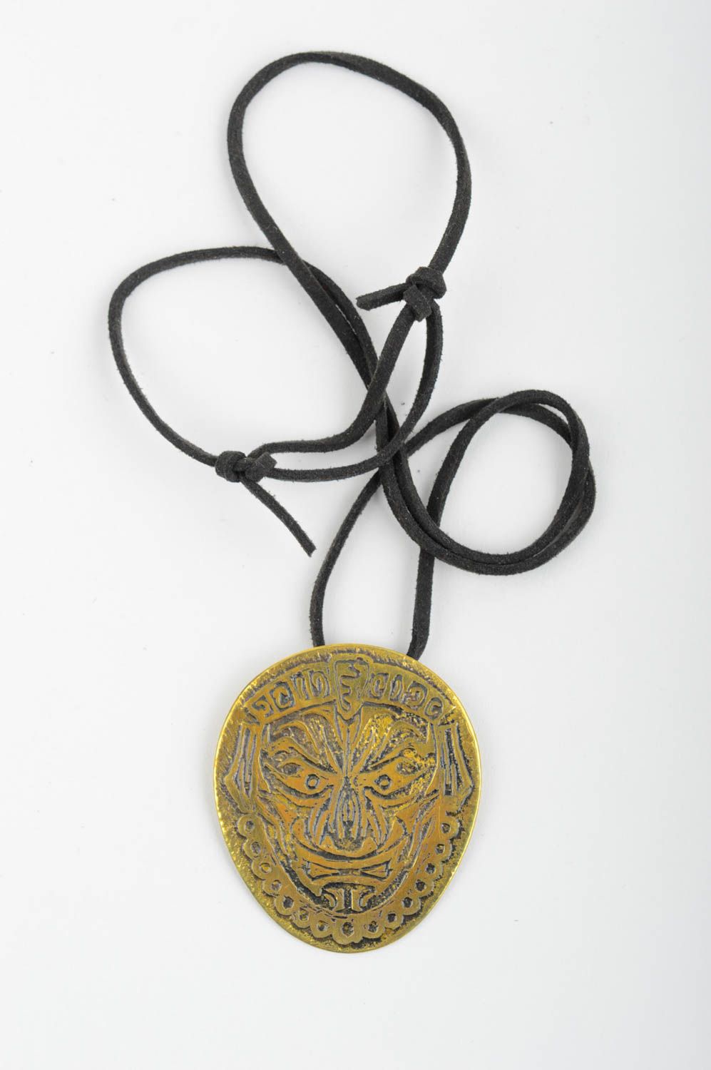 Handmade designer metal pendant unusual feminine jewelry brass pendant photo 2