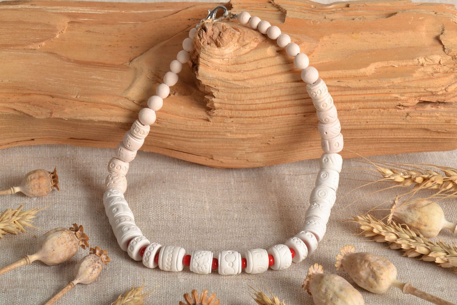 Ceramic bead necklace photo 1