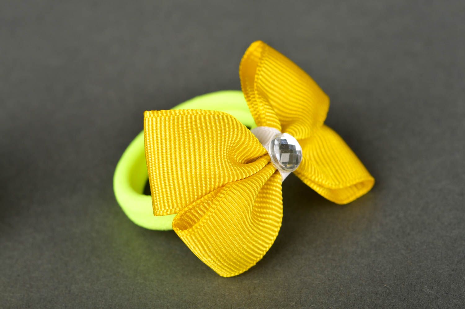 Handmade designer hair tie yellow summer accessory unusual cute hair tie photo 2
