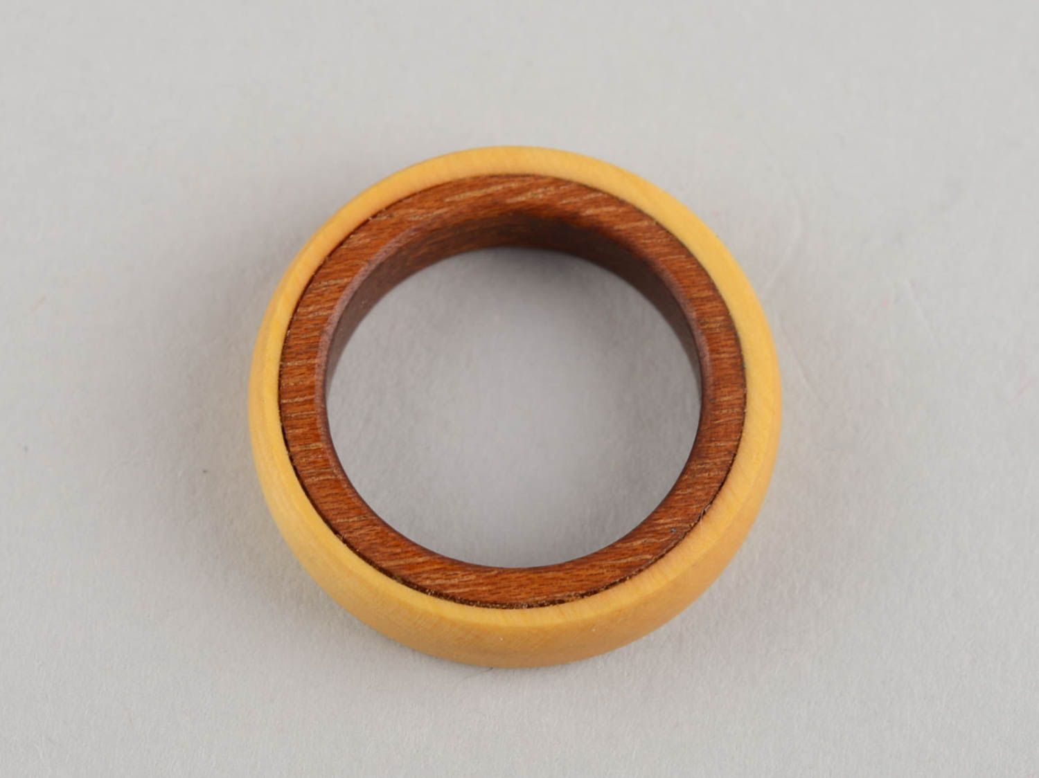 Handmade cute unique unusual wooden ring in eco style for men and women photo 3