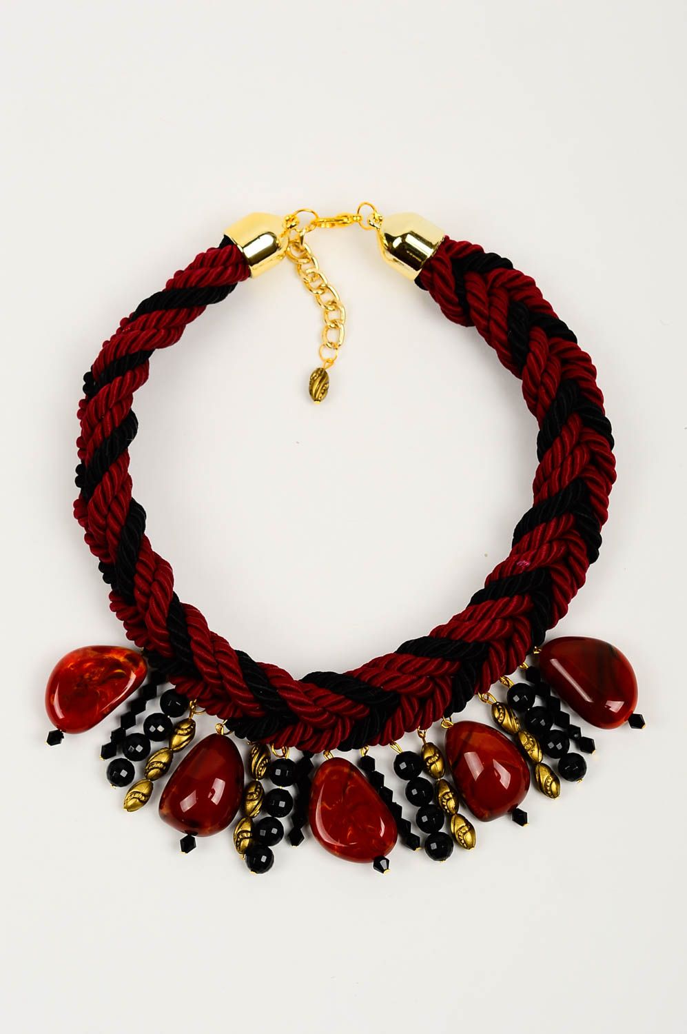 Handmade elegant cute necklace unusual stylish necklace textile jewelry photo 2