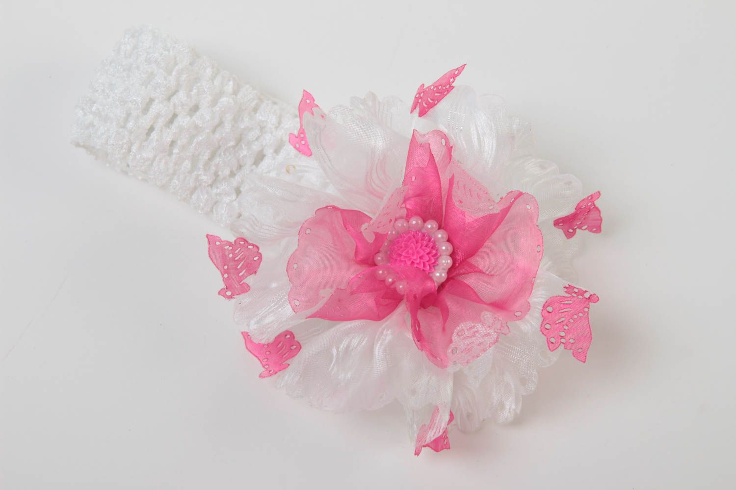 Gentle handmade textile flower headband flowers in hair gifts for her photo 2