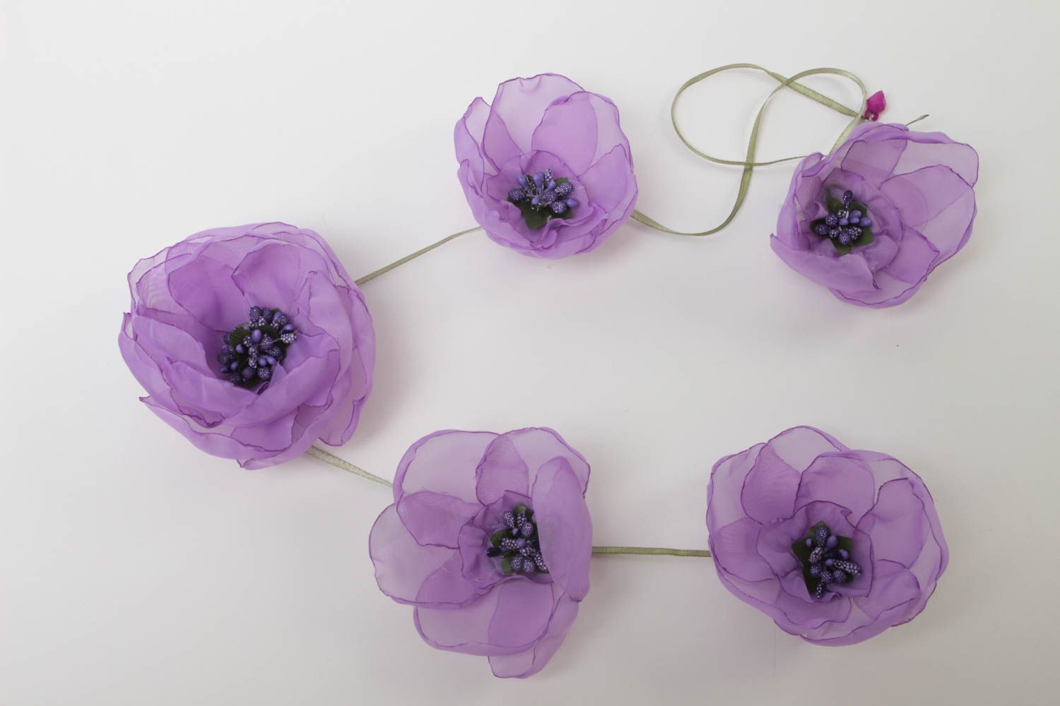 Handmade Schmuck Haarschmuck Blume Accessoires für Haare Blumen Haarband lila  foto 2