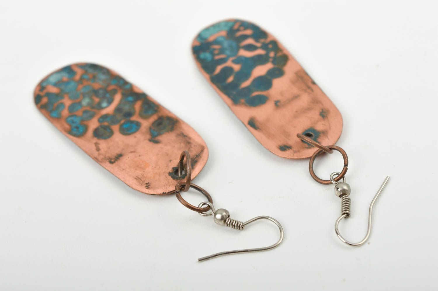 Handmade copper earrings designer metal earrings unusual jewelry for gift photo 4