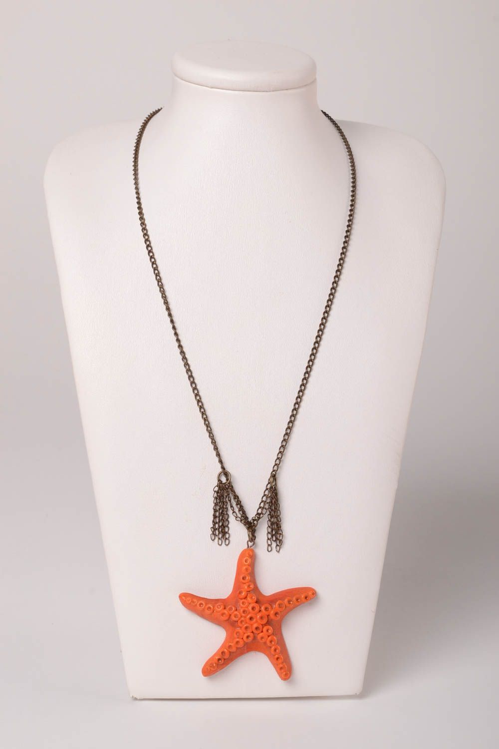 Polymer clay pendant handmade jewelry plastic pendant star   starfish necklace  photo 2