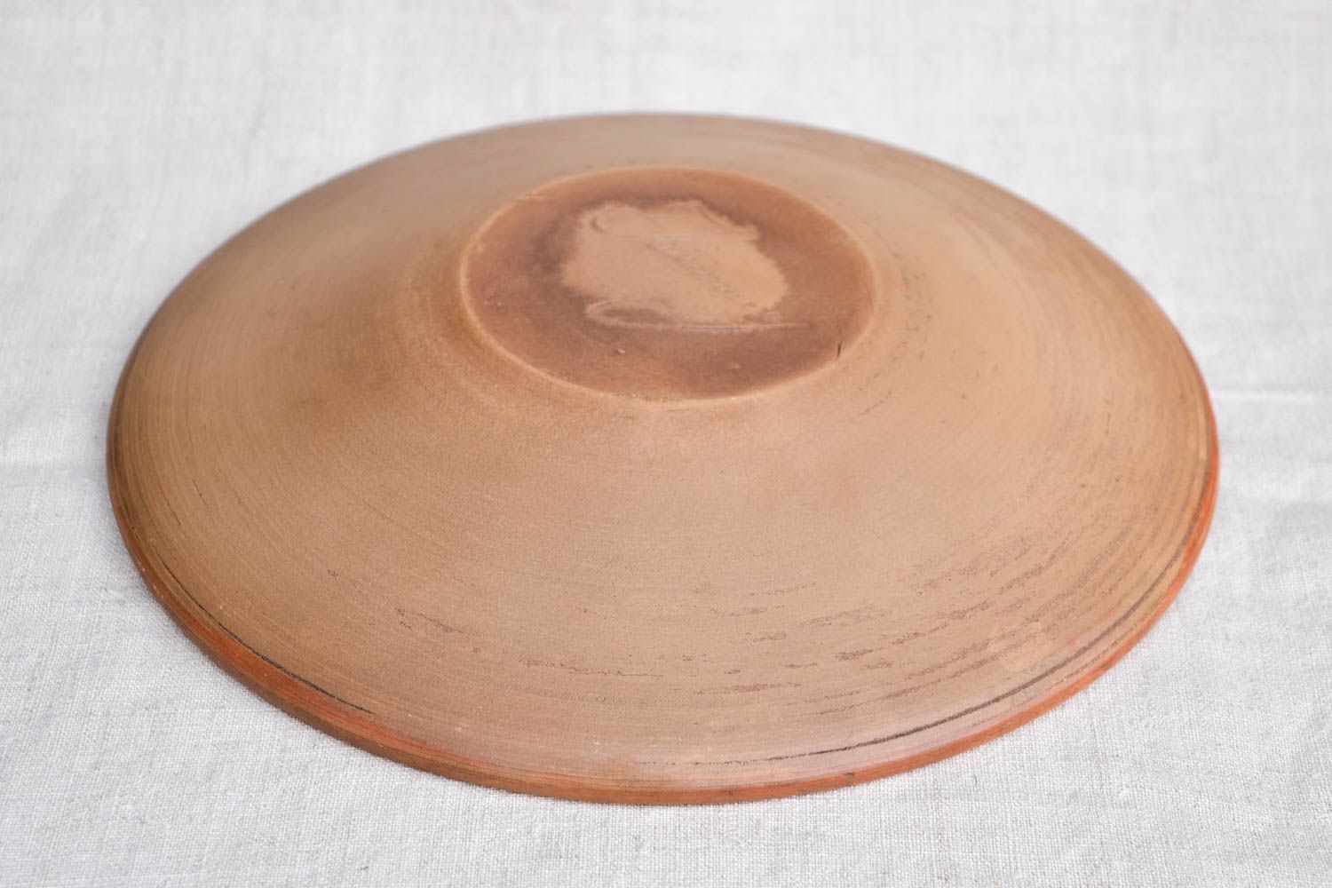 Assiette ronde faite main Vaisselle en céramique marron Cadeau insolite photo 5