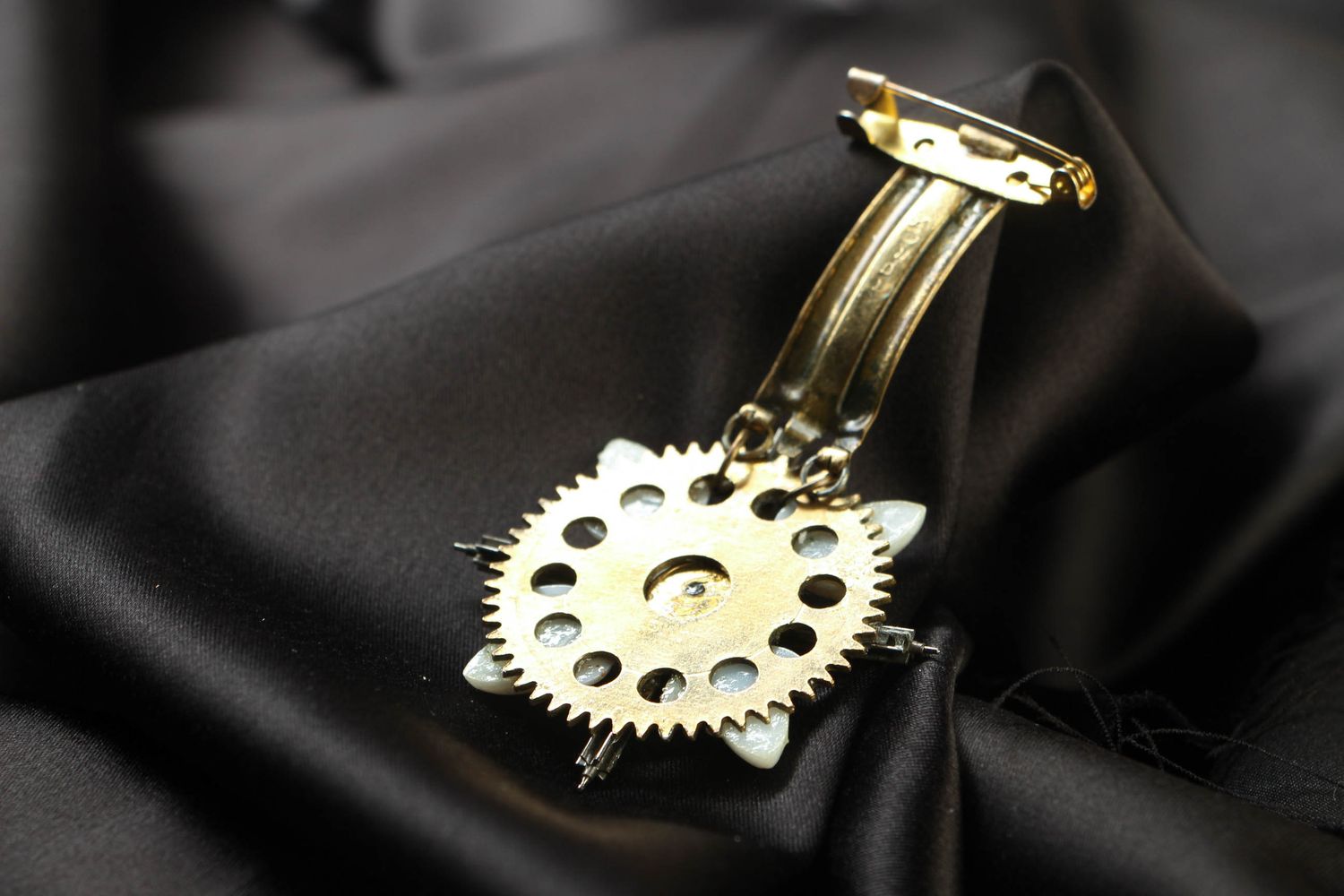 Handmade metal brooch medal in steampunk style photo 3