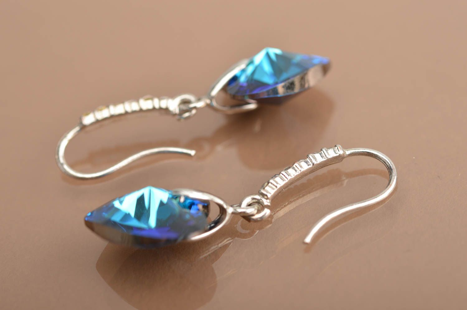 Handmade beautiful earrings stylish crystal accessory unusual cute jewelry photo 5
