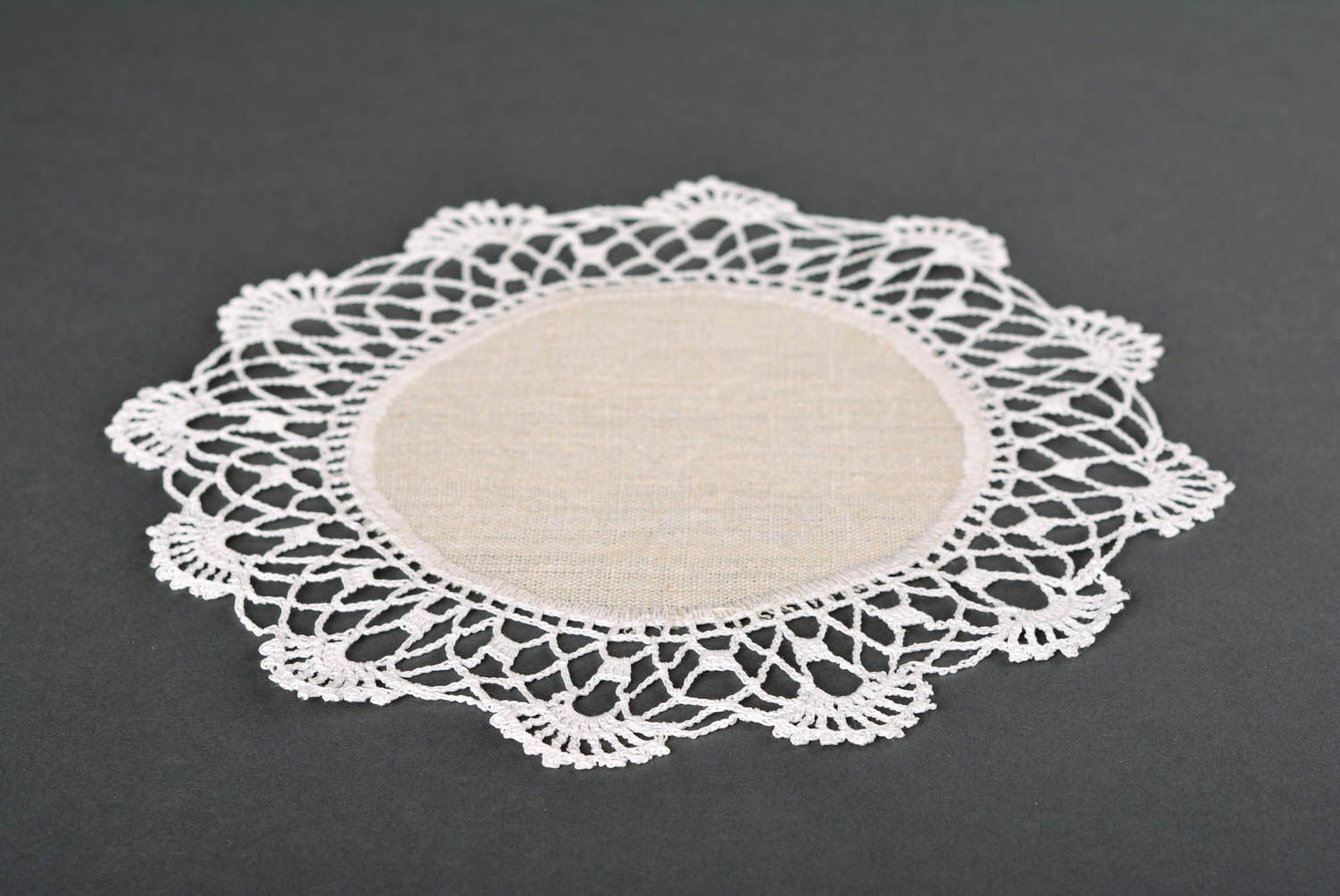 Handmade designer openwork napkin stylish crocheted textile kitchen accessories photo 4