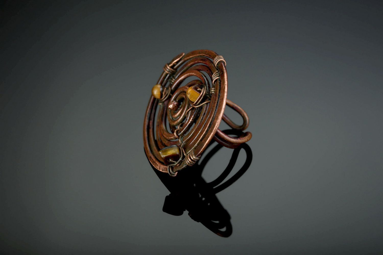 Copper ring with tiger's eye photo 1