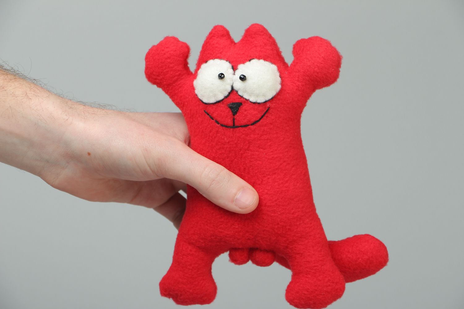 Мягкая игрушка из флиса кот красный  фото 4