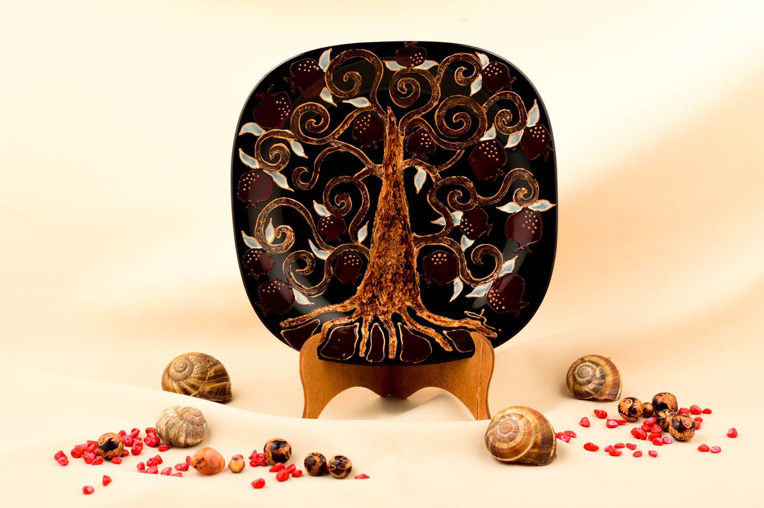 Декоративная тарелка handmade красивая тарелка Дерево подарочная тарелка фото 1