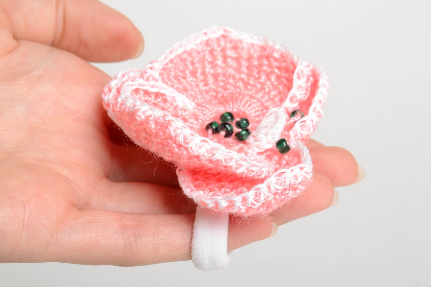 Unusual handmade crochet scrunchie flower hair tie designer hair accessories photo 5