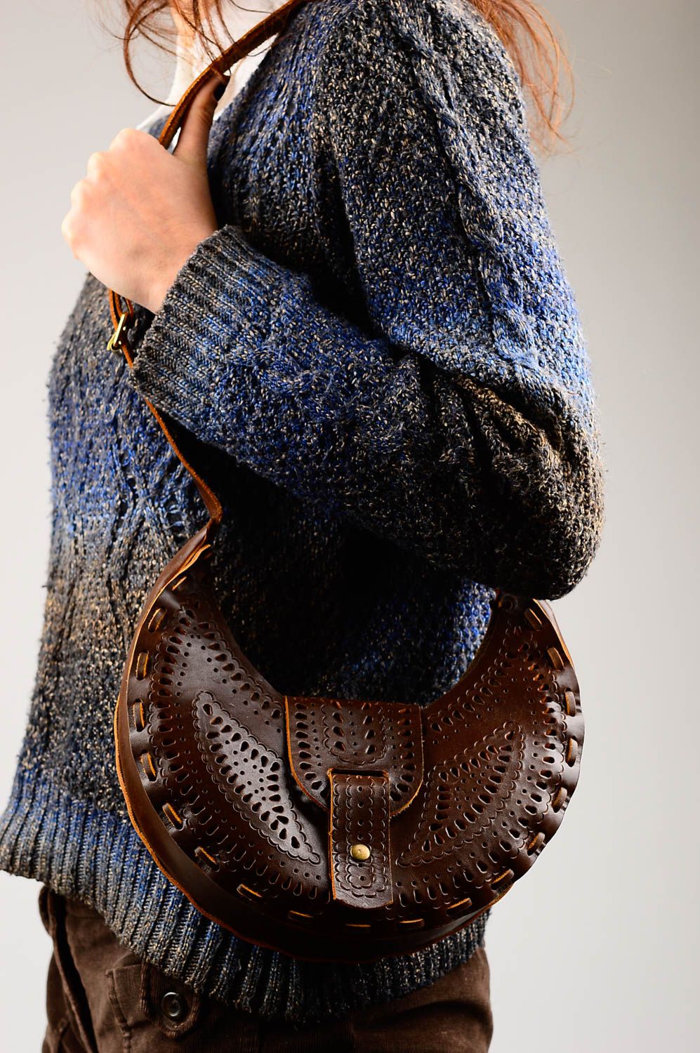 Сумка на плечо сумка ручной работы красивая стильная авторская кожаная сумка фото 2