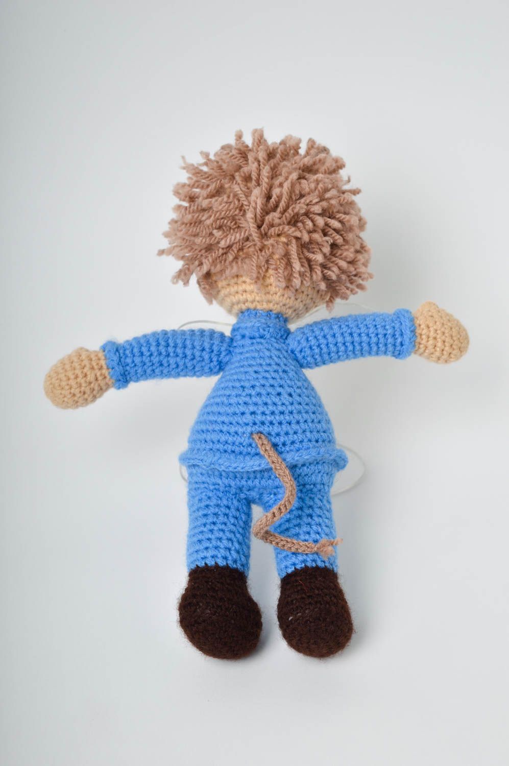 Кукла ручной работы текстильная кукла мальчик мягкая игрушка в голубом костюме фото 3