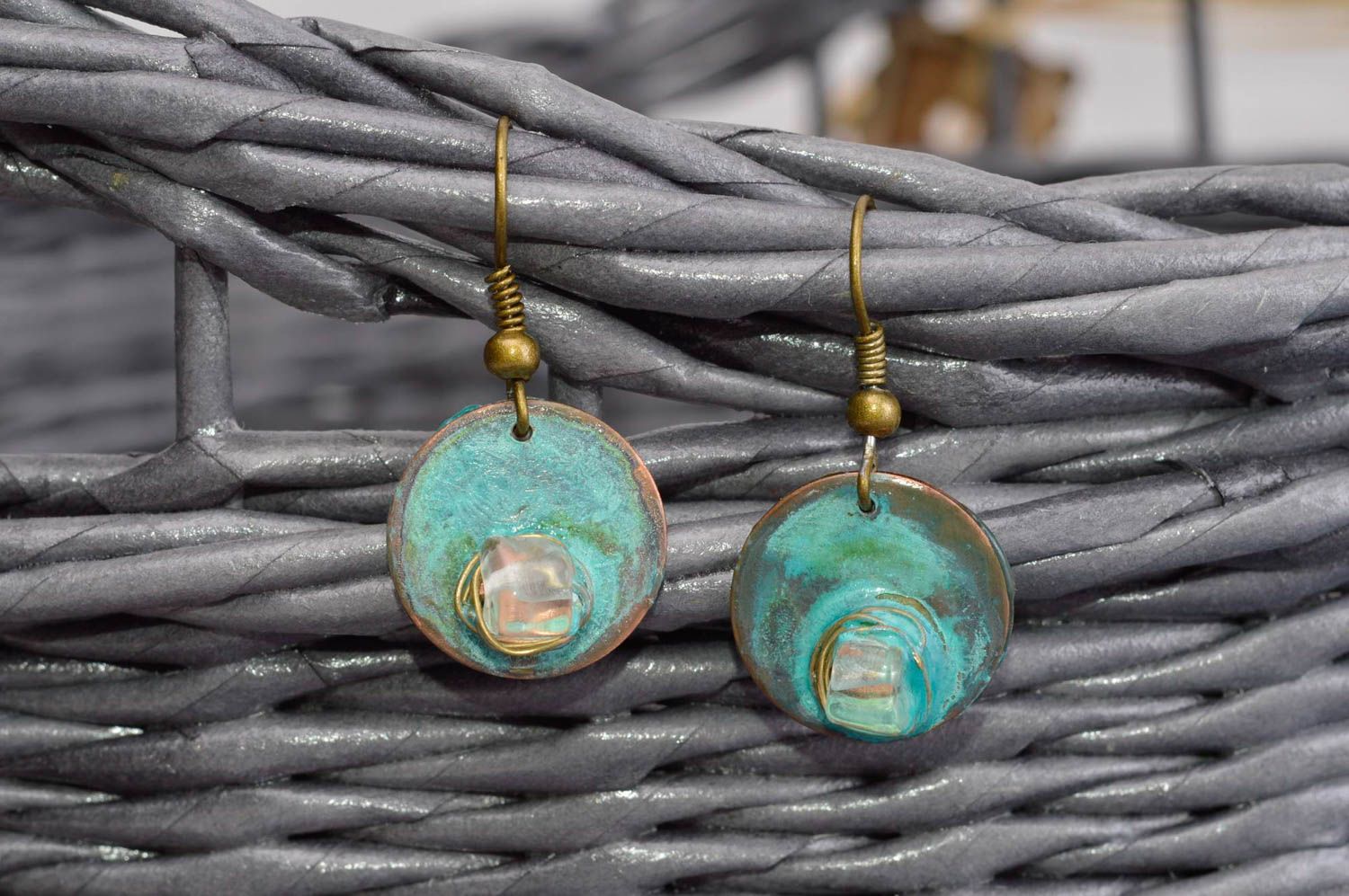 Handmade accessory copper earrings designer earrings unusual gift ideas photo 1