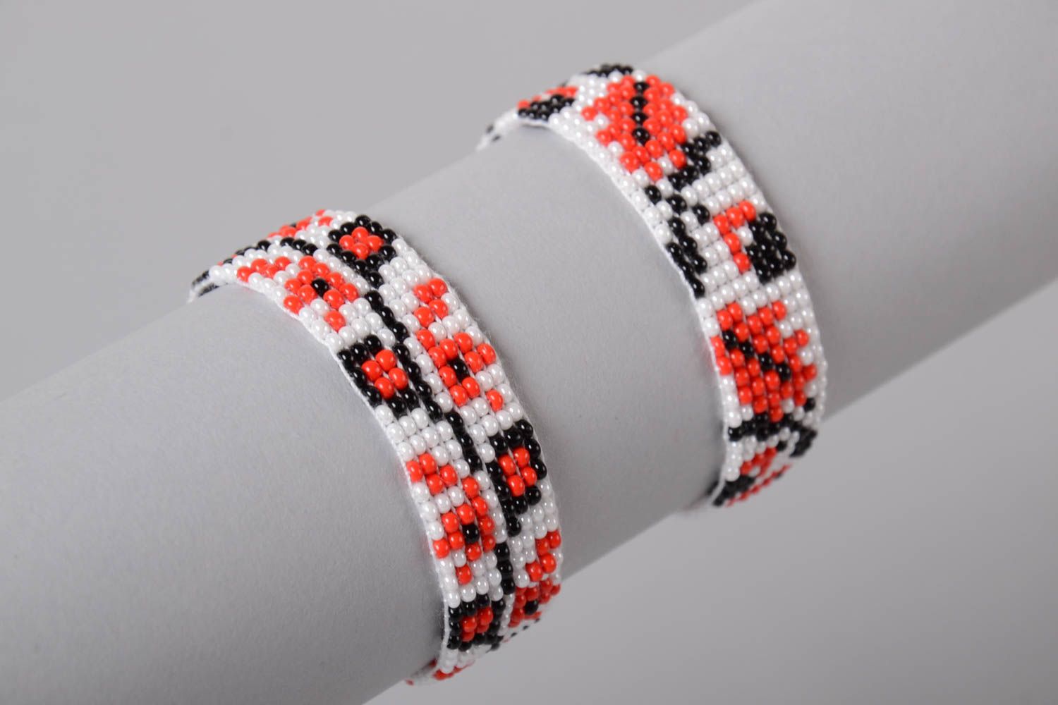 Set of 2 handmade beaded bracelets woven bead bracelets ethnic style gift ideas photo 3
