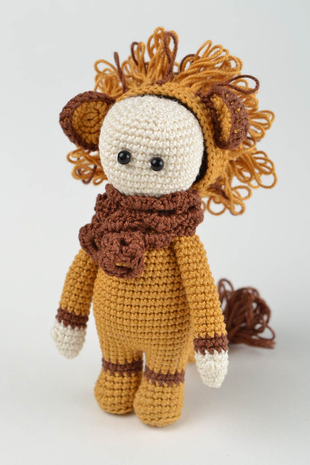 Peluche originale Jouet pour enfant fait main mini lion tricoté Cadeau original photo 3