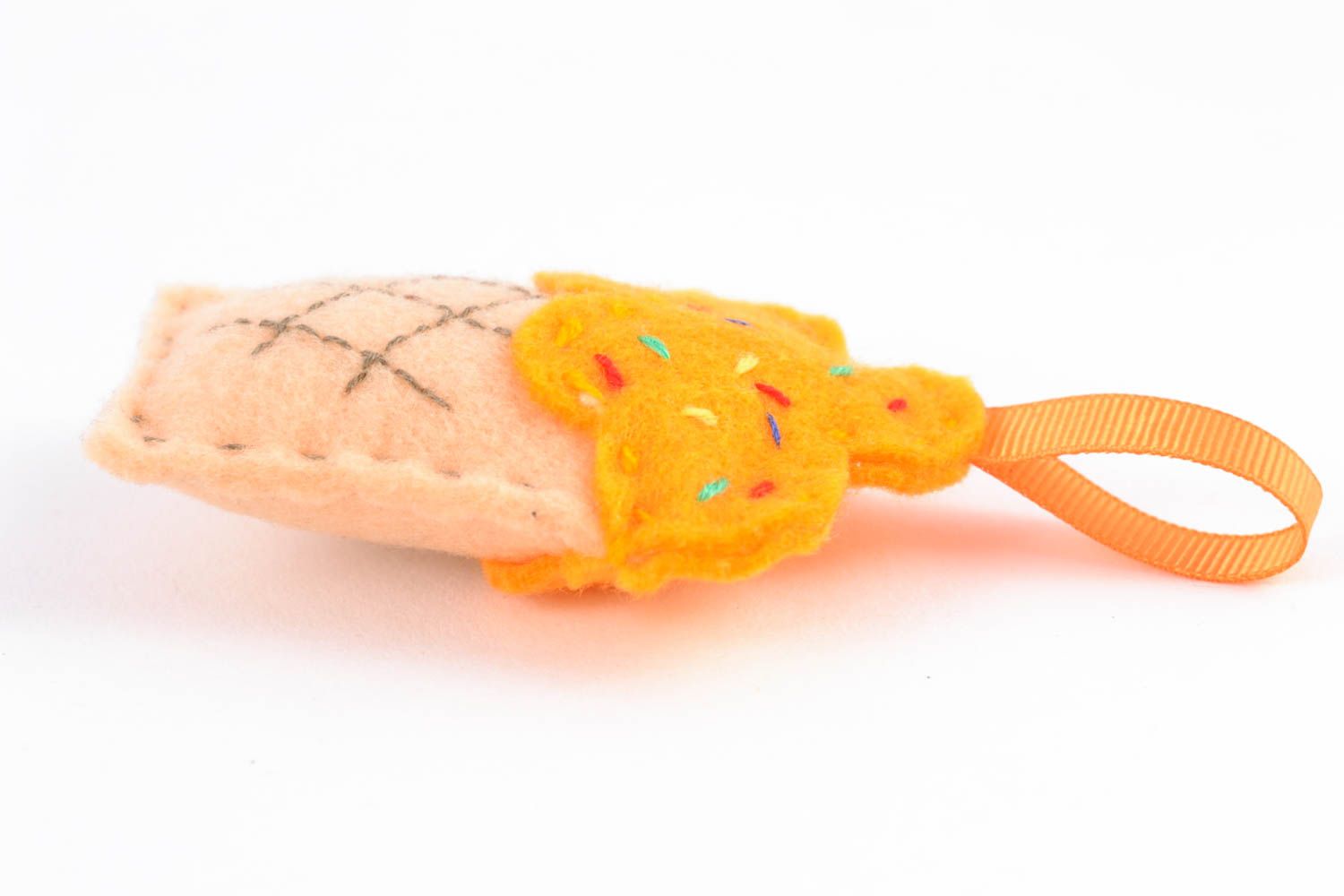 Joli pique-aiguille en feutrine Gâteau jaune fait main à suspendre déco photo 5