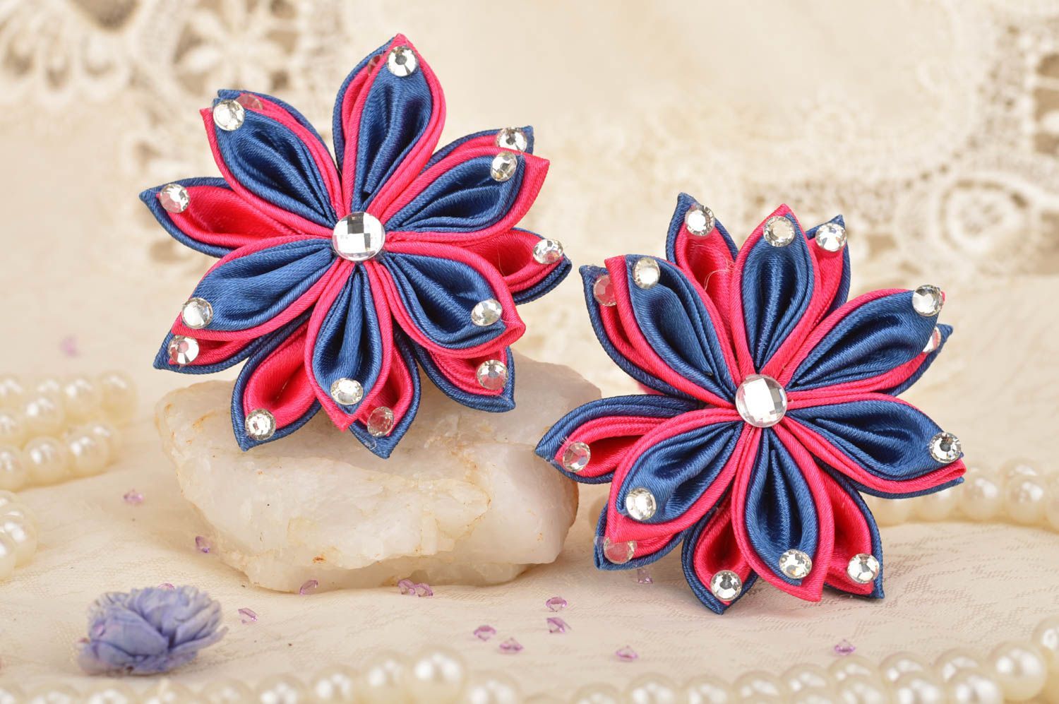 Handmade accessory flower scrunchy designer scrunchy set of 2 items gift ideas photo 6