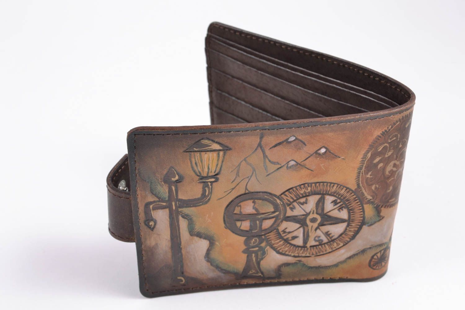 Genuine leather wallet with painting photo 5