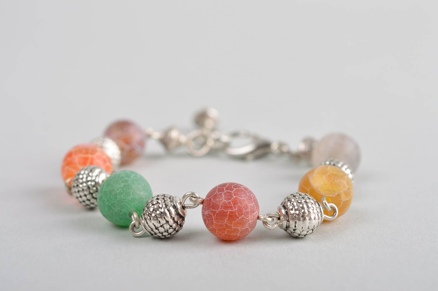 Handmade gemstone bead bracelet metal bracelet handmade accessories for girls photo 3