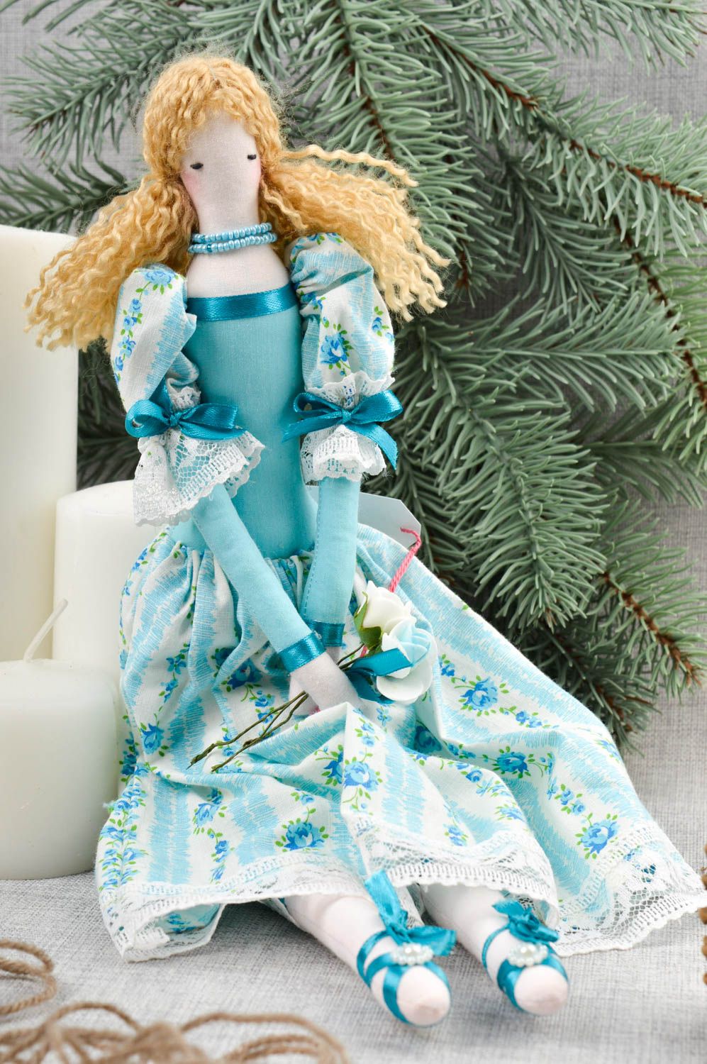 Stylish handmade soft toy unusual rag doll home decoration decorative use only photo 1