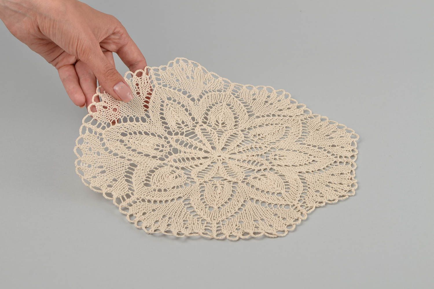Decorative handmade knitted napkin cotton designer tablecloth for interior photo 2