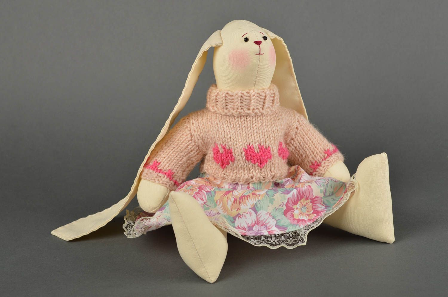 Stoff Tier handgemachtes Hase Spielzeug Geschenk für Kinder mit Künstler Design foto 2