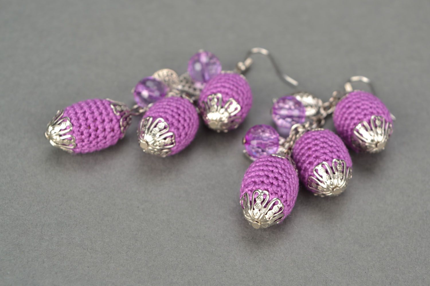 Crochet earrings Lilac Glamor photo 5